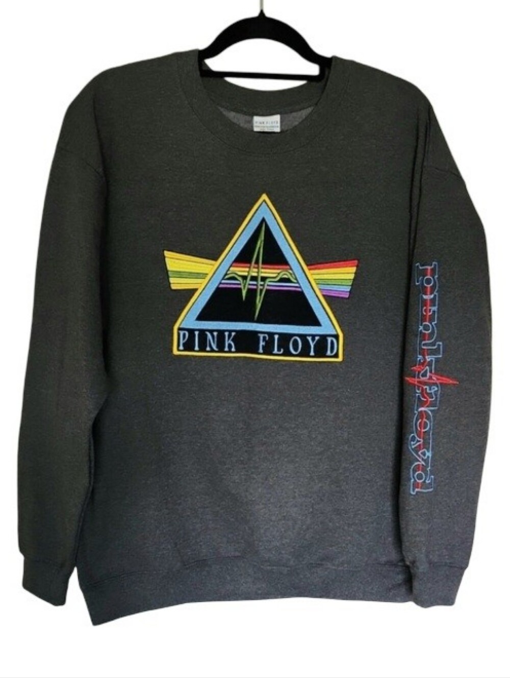 Pink‎ Floyd Dark Side of the Moon Embroidered Sweatshirt Large Gray Crewneck